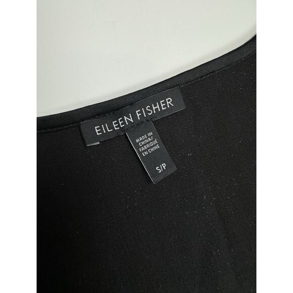 Eileen Fisher Mini Dress Crushed Velvet Black U Neck Shaped Iridescent S - Picture 5 of 8